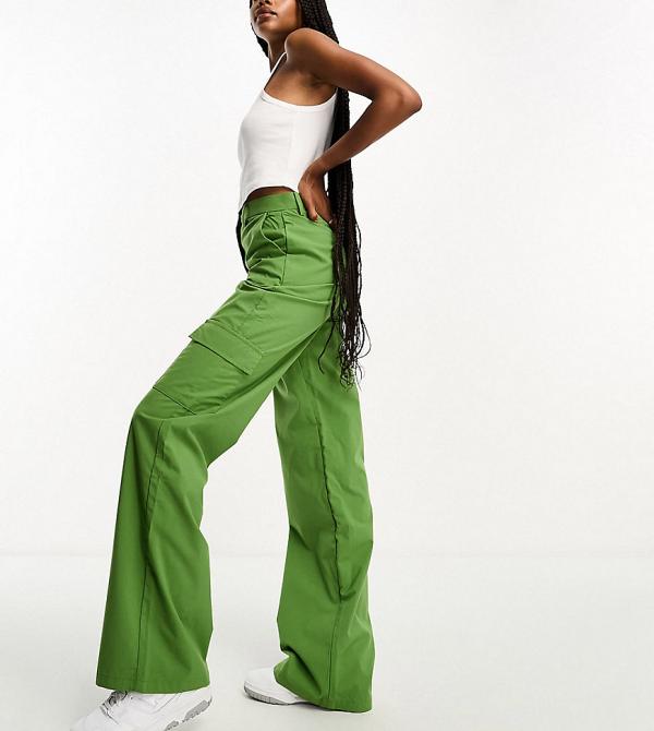 DTT Tall Del high waisted cargo pants in green