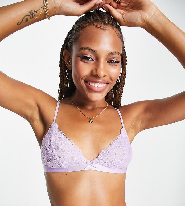 Dorina Exclusive Peony lace non padded triangle bralet in lilac-Purple