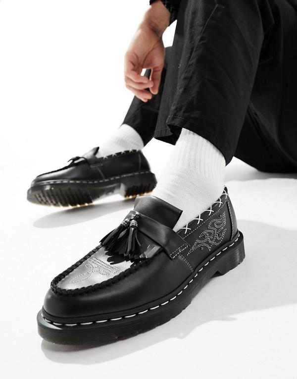 Dr Martens Adrian western gothic tassel loafers in black
