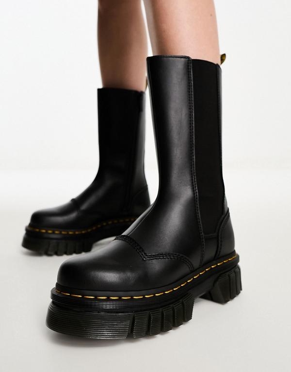 Dr Martens Audrick tall chelsea boots in black nappa leather