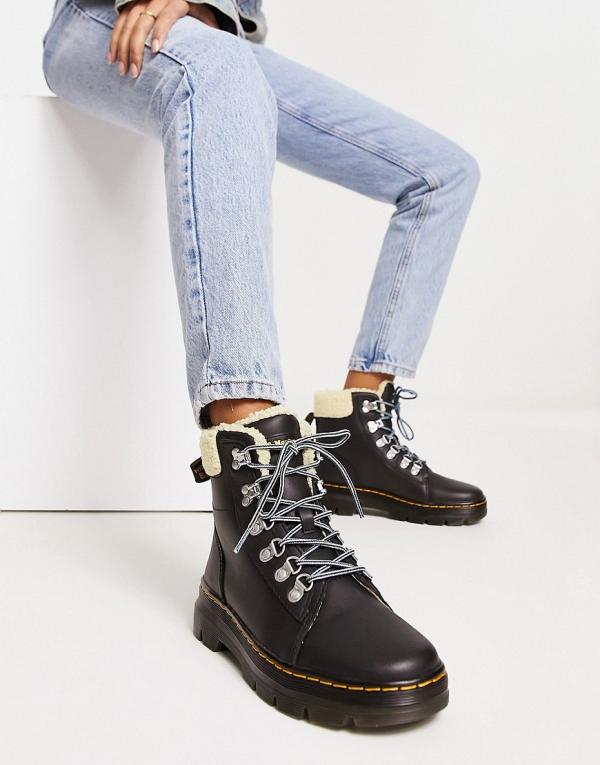Dr Martens Combs faux fur lined ankle boots in black