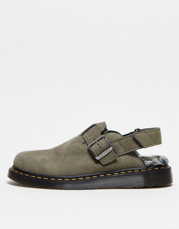 Dr Martens Jorge II faux fur lined mules in grey leather