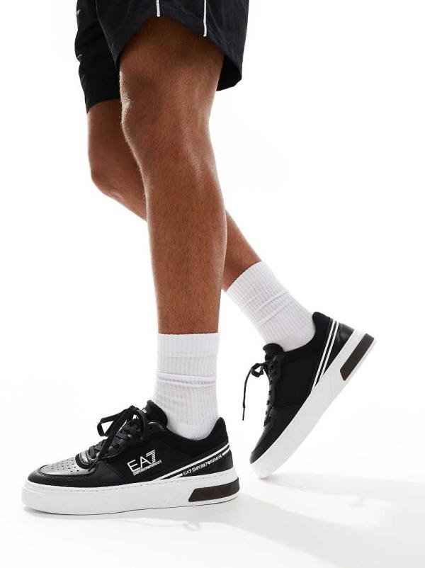 EA7 sneakers in black with contrast sole