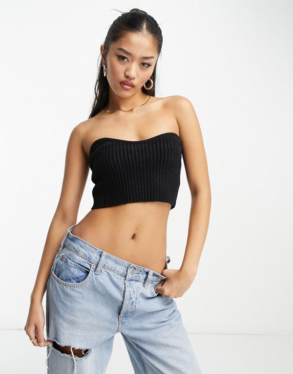 Edited knitted corset bralet in black