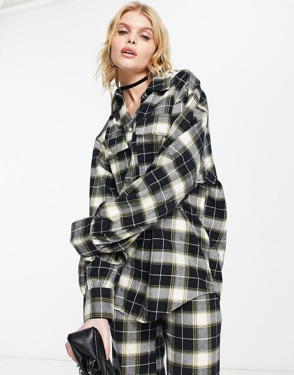 Edited oversized shirt in check (part of a set)-Black