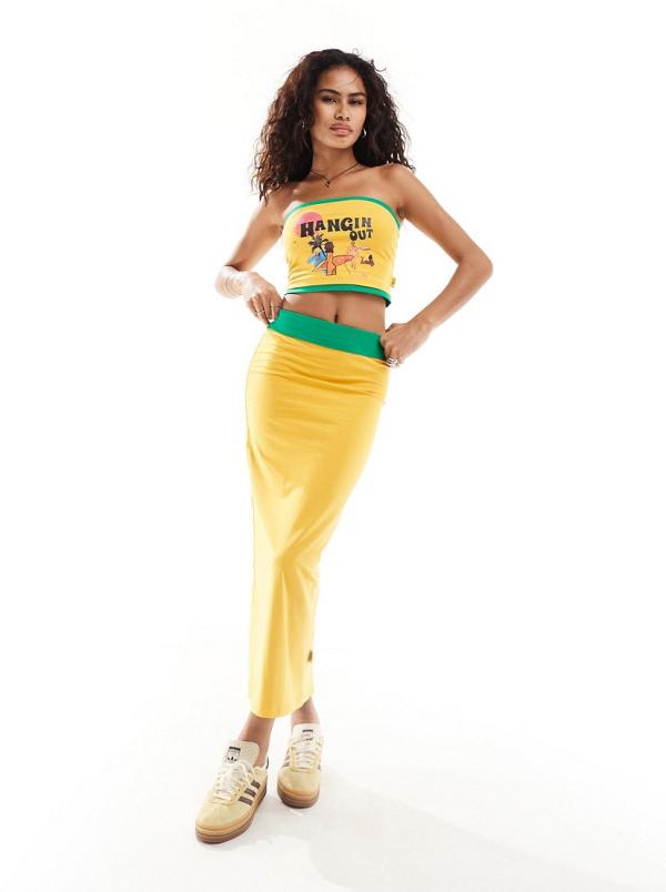 Elsie & Fred maxi tube skirt in contrast yellow (part of a set)