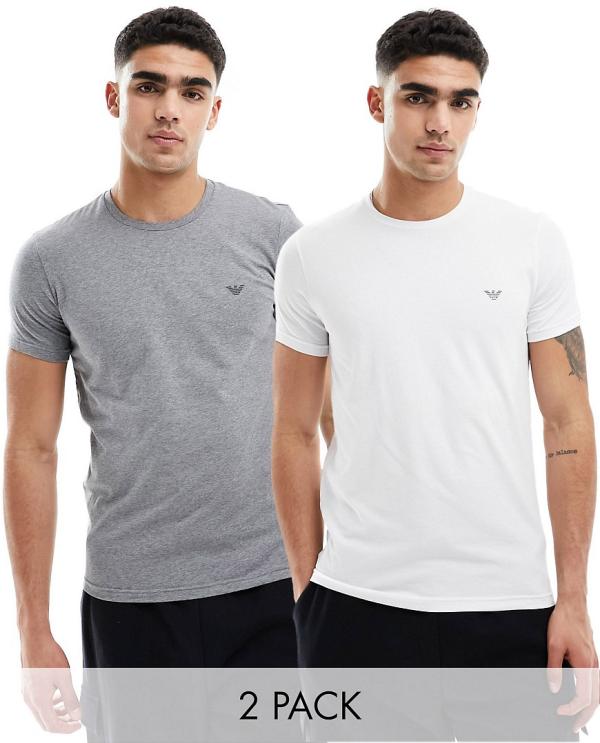 Emporio Armani Bodywear 2 pack t-shirts in grey and white-Multi