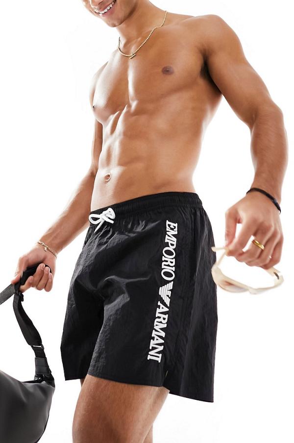 Emporio Armani Bodywear logo swim shorts in black