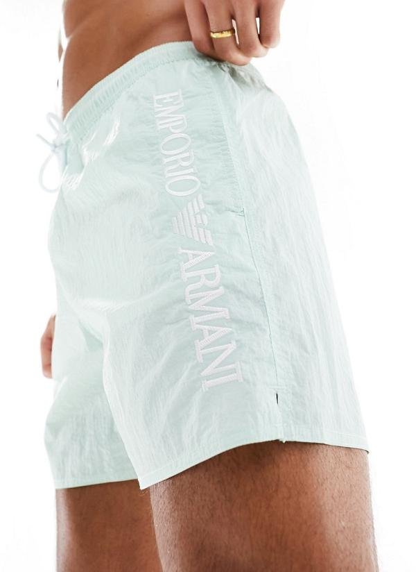 Emporio Armani Bodywear logo swim shorts in peppermint blue