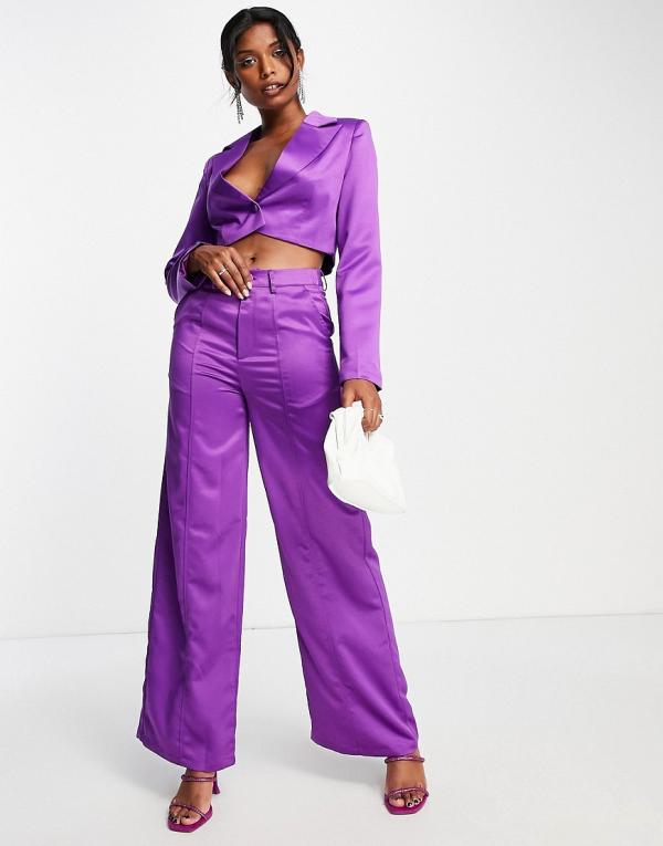Extro & Vert super wide leg pants in winter plum satin (part of a set)-Purple
