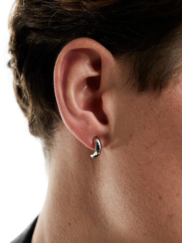 Faded Future 4mm minimal hoop earrings in silver