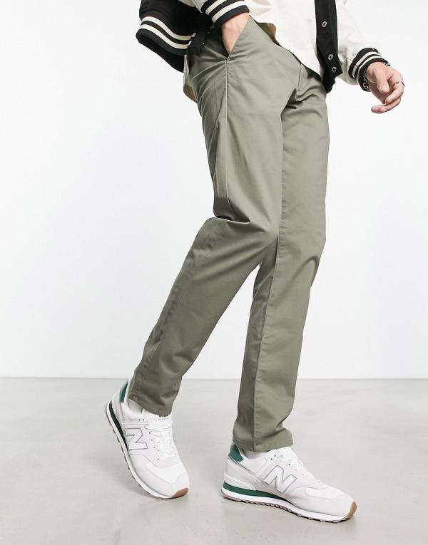 Farah Elm cotton mix chino twill pants in vintage green