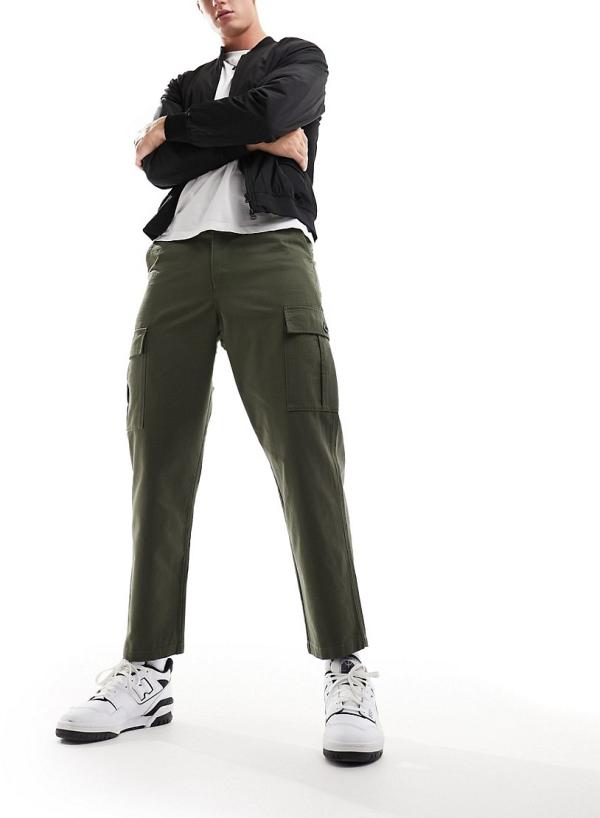 Farah Hawtin cargo tapered cropped pants in khaki-Green