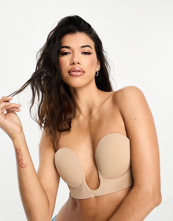 Fashion Forms u plunge backless and strapless stick on bra in beige-Neutral