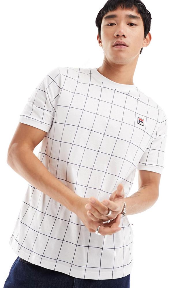 Fila Benton t-shirt with box logo in white check