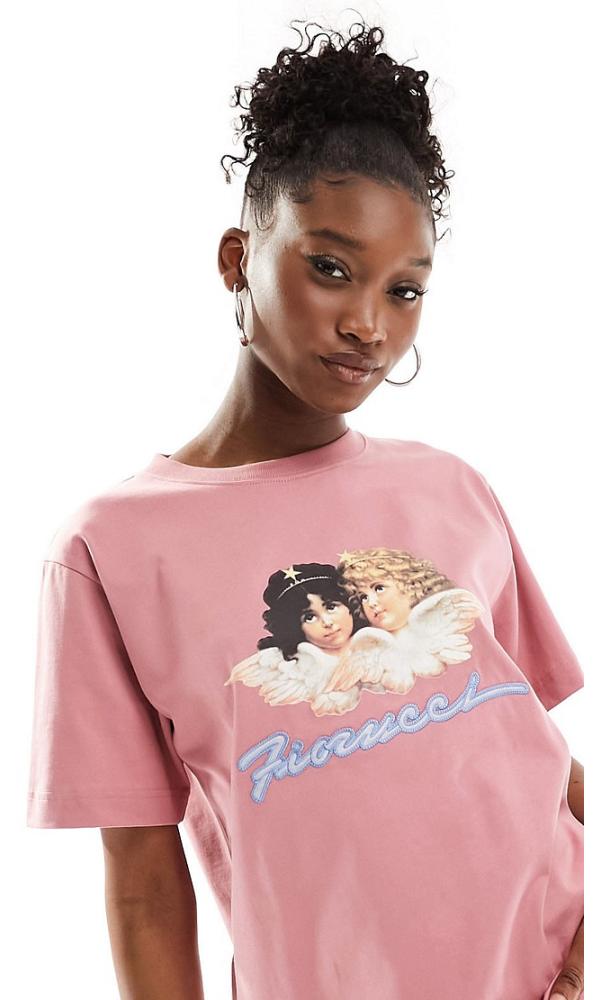 Fiorucci relaxed angel t-shirt with squiggle logo in washed pink