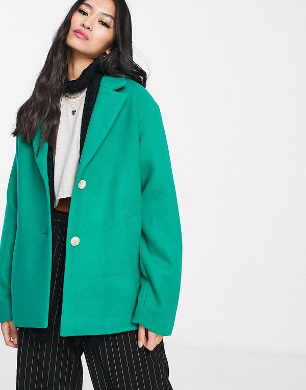 Fire & Glory Alice wool blend short blazer jacket in green