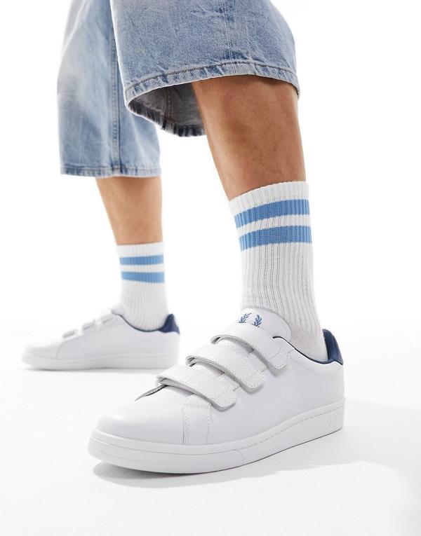 Fred Perry B721 velcro sneakers in white and navy