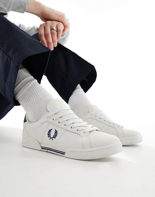 Fred Perry B722 leather sneakers in white and blue