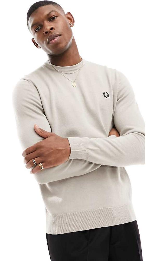 Fred Perry classic crew neck jumper in beige-Neutral