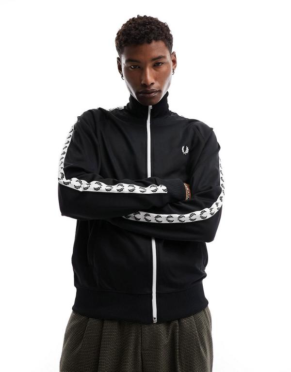 Fred Perry side taped track jacket in black