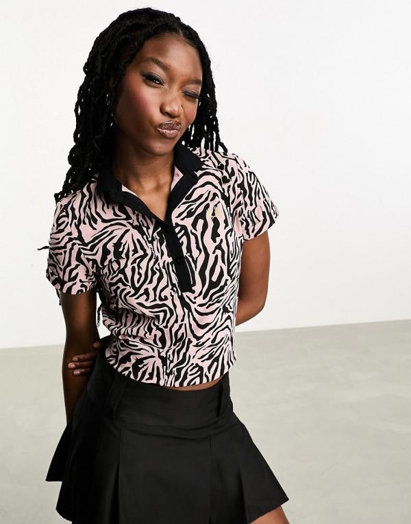 Fred Perry x Amy Winehouse zebra print polo in pink