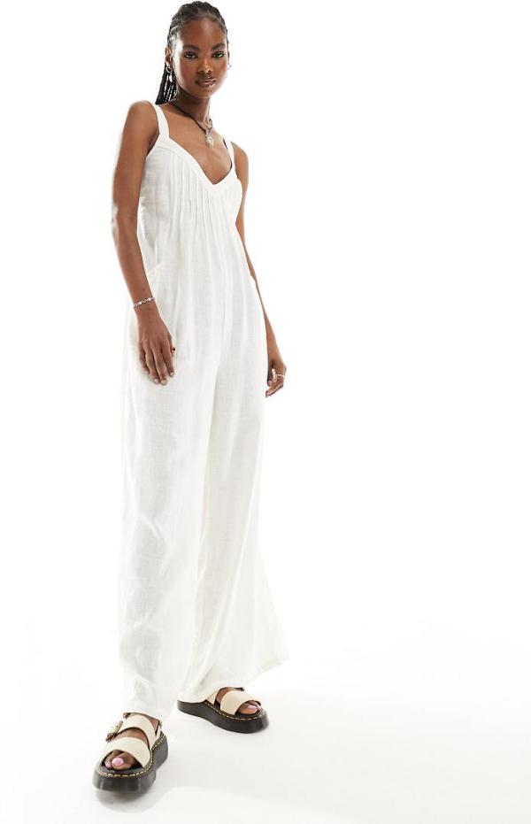 Free People strappy wide leg jumpsuit in white