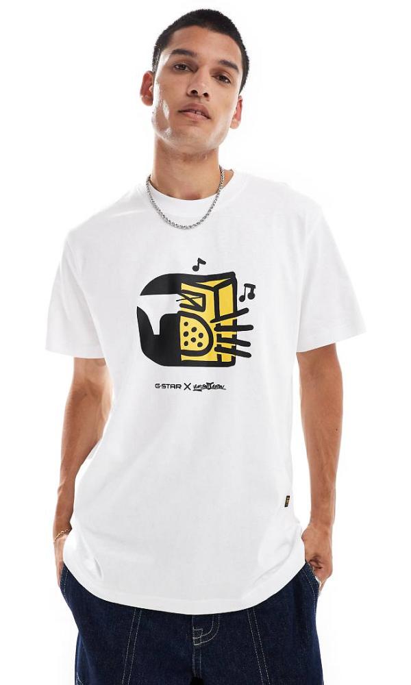 G-Star boombox oversized t-shirt in white with chest print