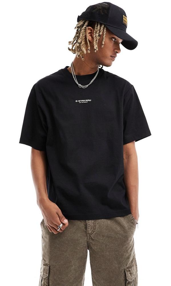G-Star oversized t-shirt in black with centre logo print