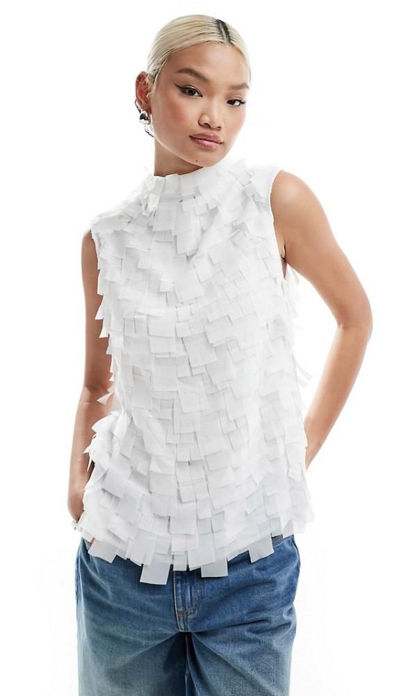 Ghospell woven layered top in white