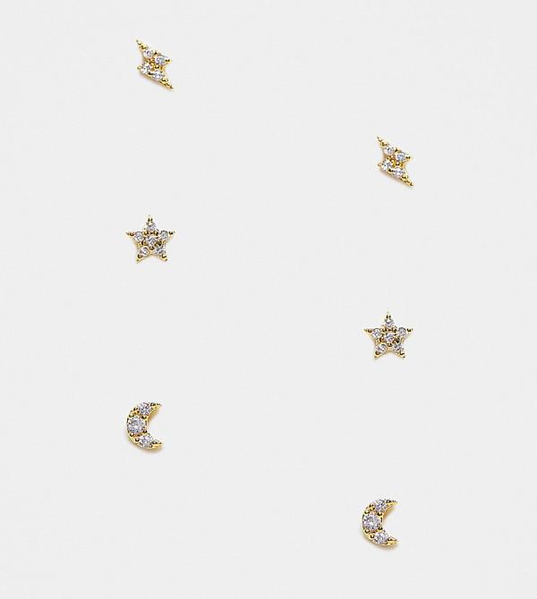 Girls Crew 18k gold plated 3 pack galaxy stud earring set