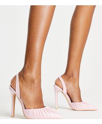 Glamorous Wide Fit patent heel court shoes in pale blush patent exclusive to ASOS-Pink