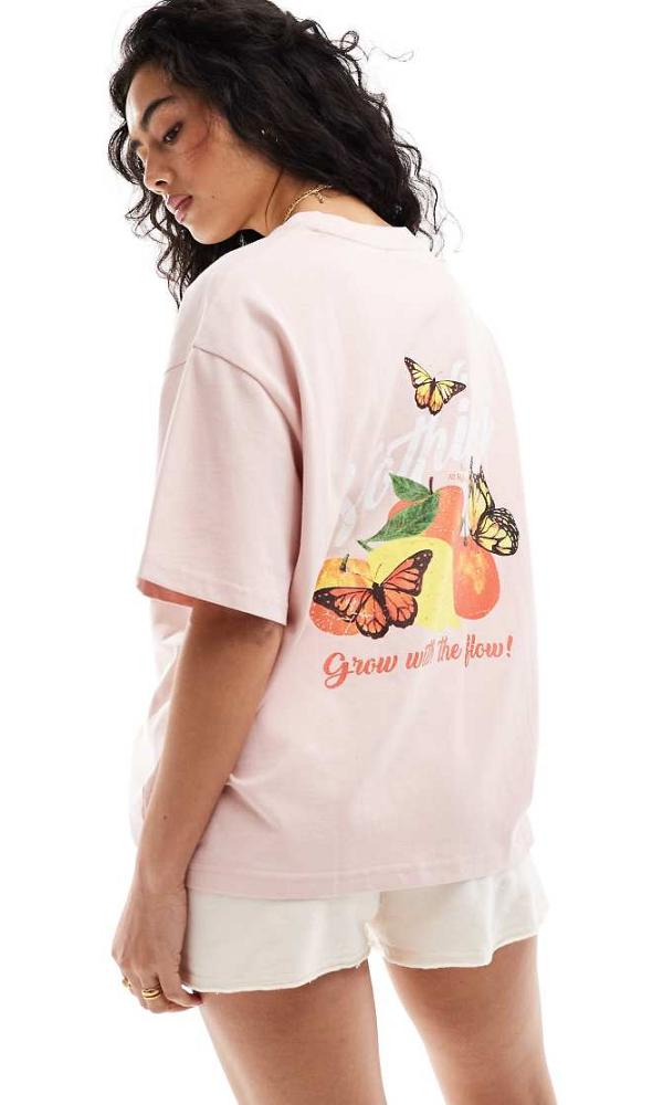 Good For Nothing fruit graphic t-shirt in light pink