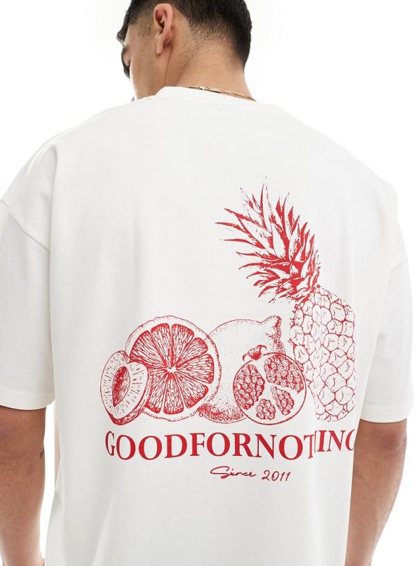 Good For Nothing fruit salad graphic back t-shirt in white