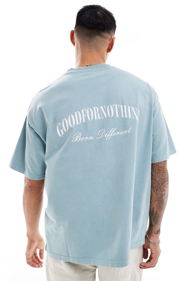 Good For Nothing oversized logo t-shirt in teal blue