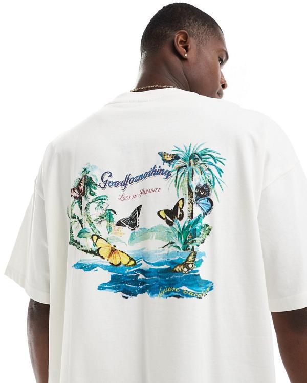 Good For Nothing tropical graphic t-shirt in white
