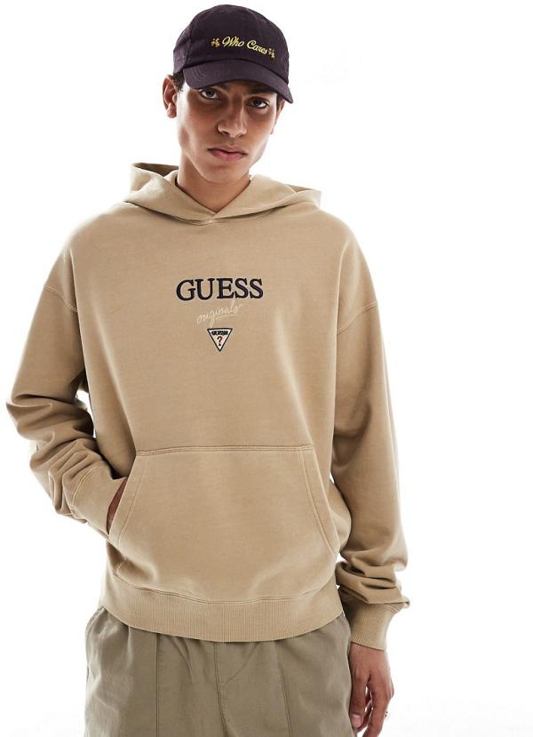 Guess Originals unisex Baker pullover hoodie in light brown