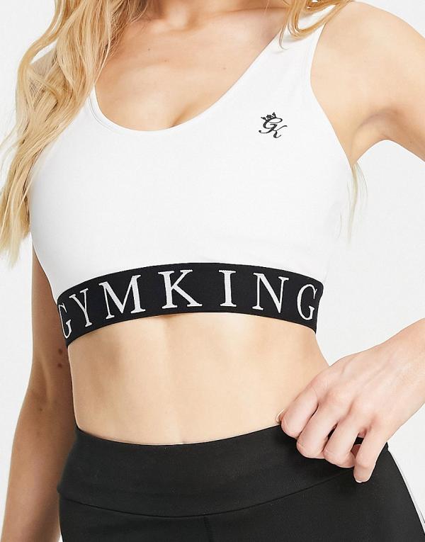 Gym King Impact mid support sports bra in white