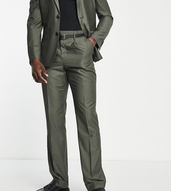 Harry Brown Tall loose fit bamboo suit pants-Green