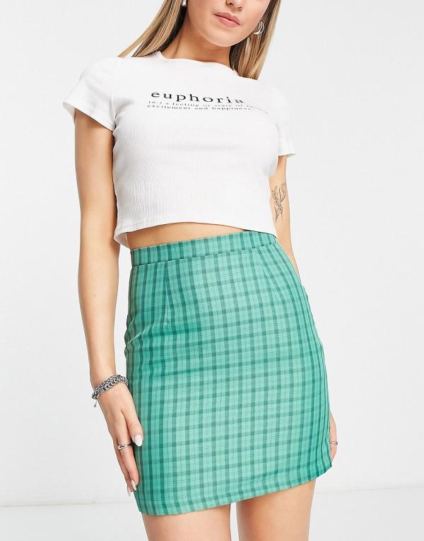 Heartbreak mini skirt in green check (part of a set)