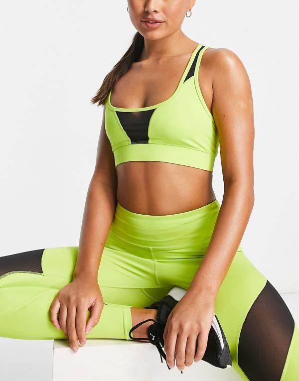 HIIT bralette with mesh cut-outs in acid-Black