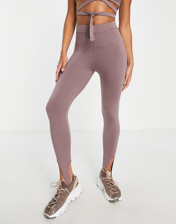HIIT leggings with wrap and tie detail in mink-Brown