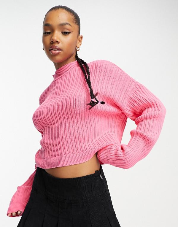 Hollister cropped knit jumper in pink