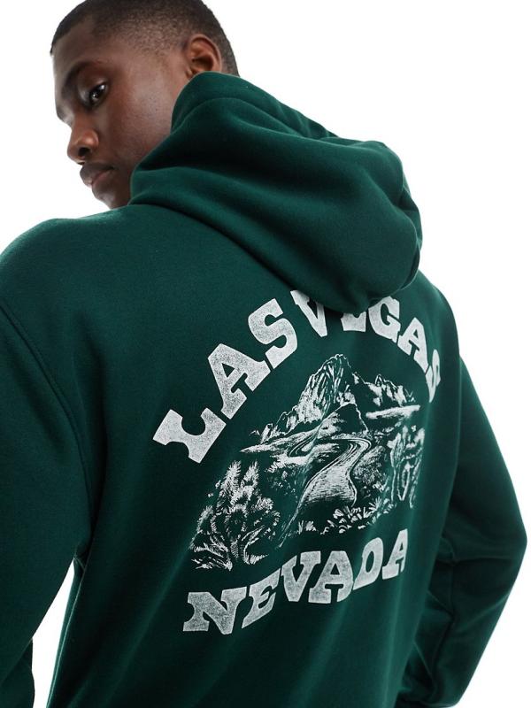Hollister relaxed fit hoodie with Las Vegas back print in green