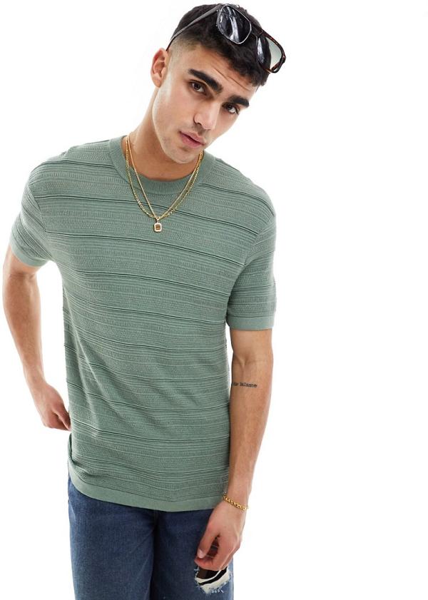 Hollister relaxed fit knitted t-shirt in green