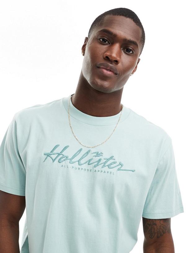 Hollister relaxed fit t-shirt with tonal embroidery logo in light blue