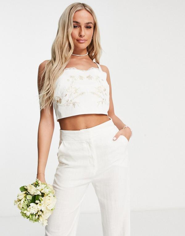 Hope & Ivy Bridal Lola top in ivory (part of a set)-White