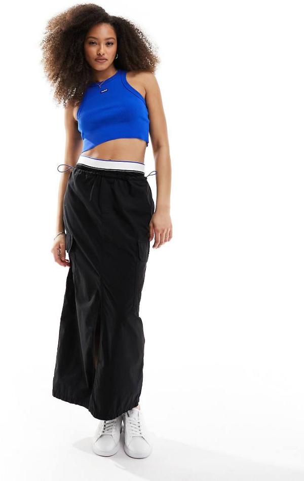 HUGO BLUE cargo maxi skirt in black