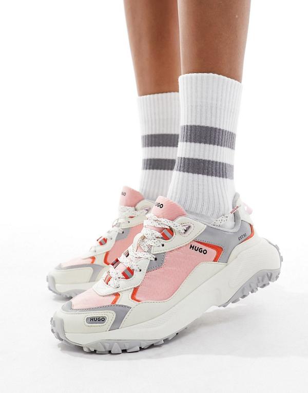 HUGO hybrid sneakers with logo in grey and light pink-Orange