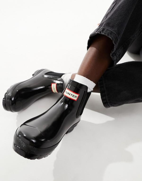 Hunter Original chelsea gumboots in black gloss